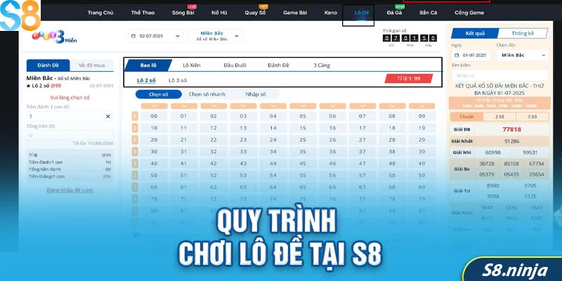 Quy trình chơi lô đề tại S8